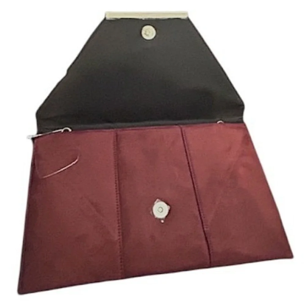 NWT‎ JNB Studio Burgundy Faux Suede Envelope Clutch Chain Shoulder Bag Modern